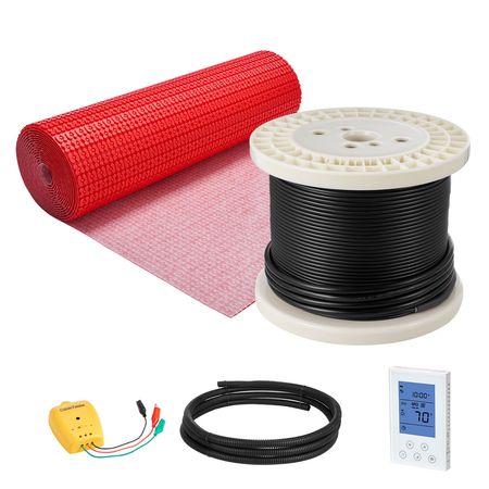 100 sqft Floor Heating Mat System, 120V Electric Radiant Heated Floor System, with Decoupling Membrane & Smart Control Thermostat & Alarm, Easy Installation for Tile, Stone, Vinyl