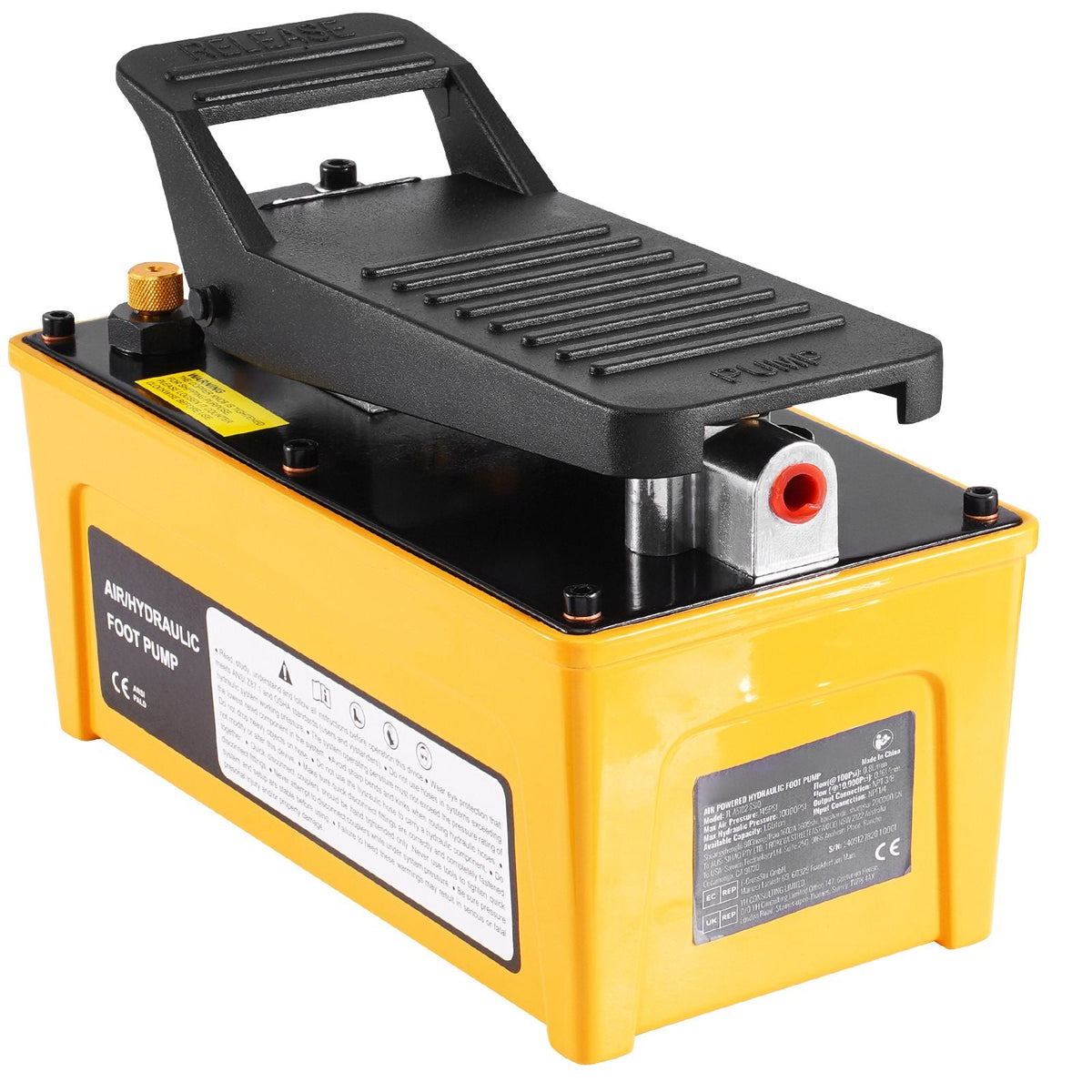 10,000PSI Air Hydraulic Pump, 0.42 Gal Reservoir, NPT 3/8 In Oil Outlet, NPT 1/4 In Inlet, Aluminum Shell Air Actuated Treadle Foot Pump, for Automobile Repair Frame Machine & Hydraulic Press