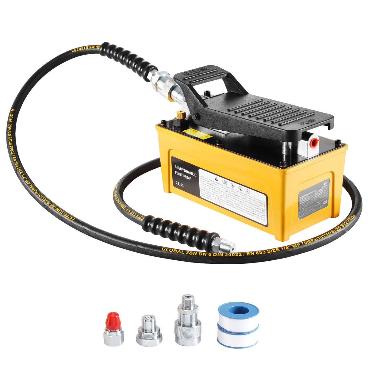 10,000PSI Air Hydraulic Pump, 0.42 Gal Reservoir, NPT 3/8 In Oil Outlet, NPT 1/4 In Inlet, Aluminum Shell Air Actuated Treadle Foot Pump, for Automobile Repair Frame Machine & Hydraulic Press