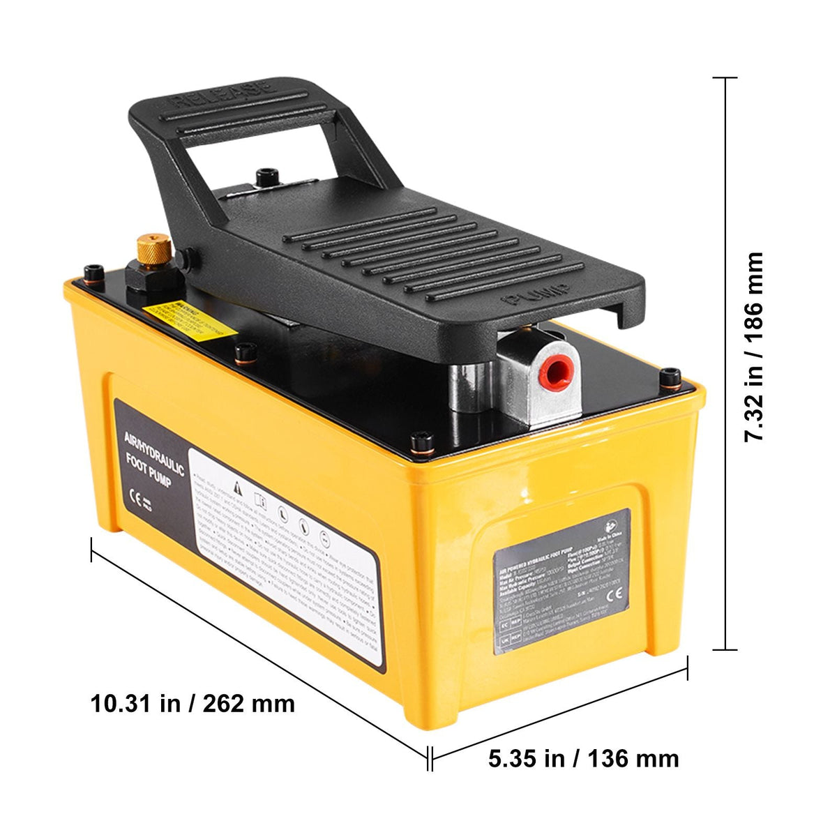 10,000PSI Air Hydraulic Pump, 0.42 Gal Reservoir, NPT 3/8 In Oil Outlet, NPT 1/4 In Inlet, Aluminum Shell Air Actuated Treadle Foot Pump, for Automobile Repair Frame Machine & Hydraulic Press