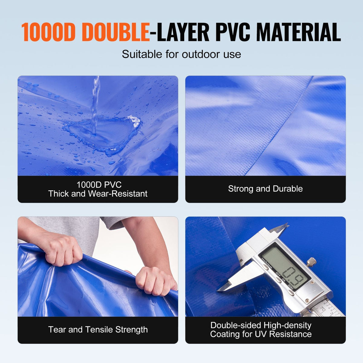1000L/264 Gallon Water Storage Bladder, RV Water Tank, 1000D Blue PVC Collapsible Water Storage Containers, Large Capacity Soft Water Bag, Portable Water Bladder, Fire Prevention, Camping