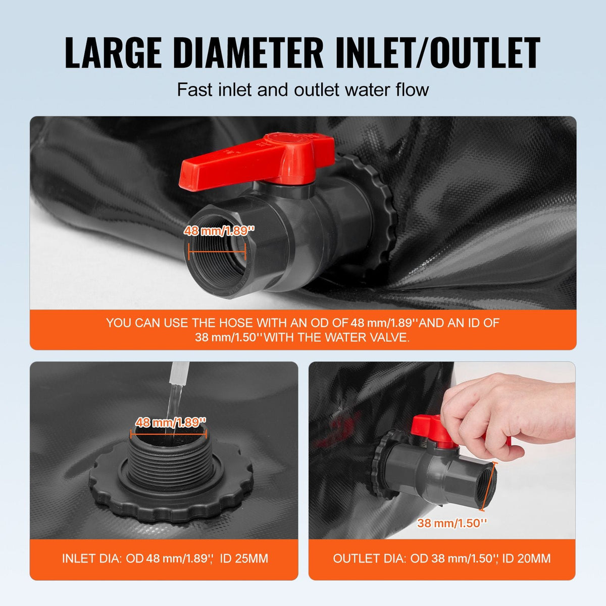 1000L/264 Gallon Water Storage Bladder, RV Water Tank, 1000D PVC Collapsible Water Storage Containers, Large Capacity Soft Water Bag, Portable Water Bladder, Fire Prevention, Camping, Emergency