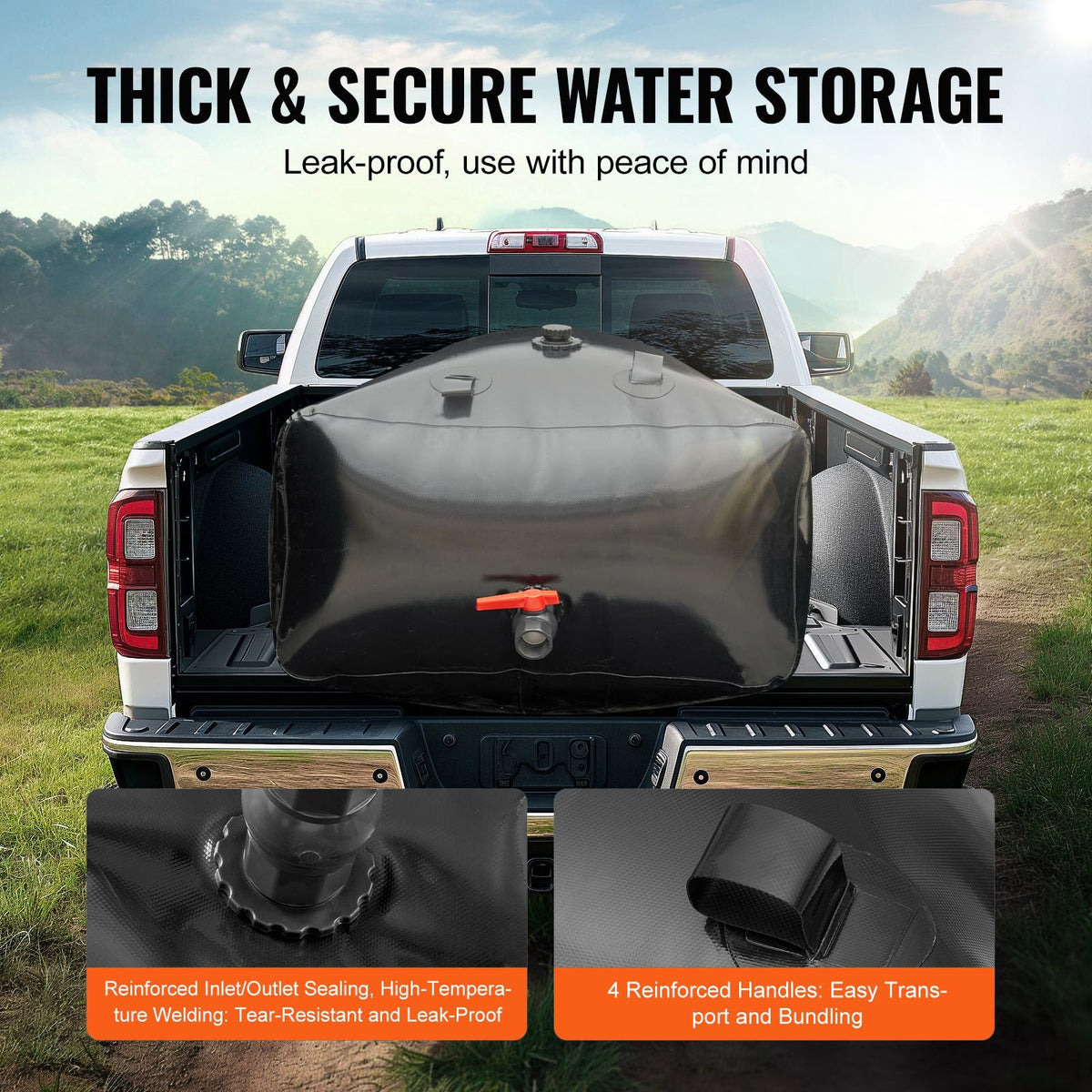 1000L/264 Gallon Water Storage Bladder, RV Water Tank, 1000D PVC Collapsible Water Storage Containers, Large Capacity Soft Water Bag, Portable Water Bladder, Fire Prevention, Camping, Emergency