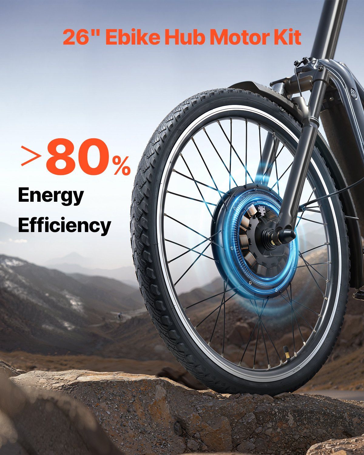 1000W Electric Bike Conversion Kit, 48V 420rpm 26" Front Wheel E-Bike Hub Motor Kit with Upgraded Speed Controller, Throttle Grip Kit, LCD Display, and PAS System for Road Bike