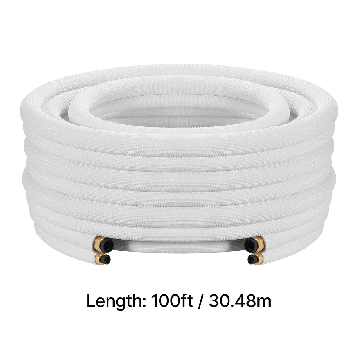 100ft Mini Split Line Set, 1/4' & 1/2' OD AC Copper Tubing Pipe, 3/8 White PE Thickened Insulated Coil with Flared Nuts, Strapping Tapes, for Mini Split Air Conditioner HVAC or Heat Pump System