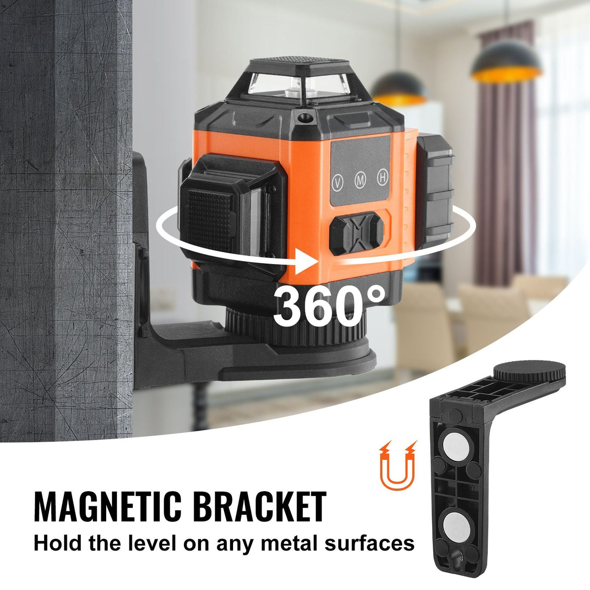 100ft Self Leveling Laser Level, Manual Green 3 x 360° Cross Line Laser, Manual Self-leveling Mode & IP54 Waterproof 8h Continuous Working Time Line Laser, Battery/Stand Included