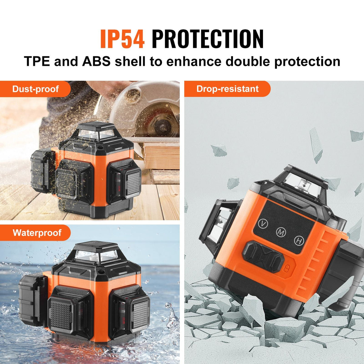 100ft Self Leveling Laser Level, Manual Green 3 x 360° Cross Line Laser, Manual Self-leveling Mode & IP54 Waterproof 8h Continuous Working Time Line Laser, Battery/Stand Included