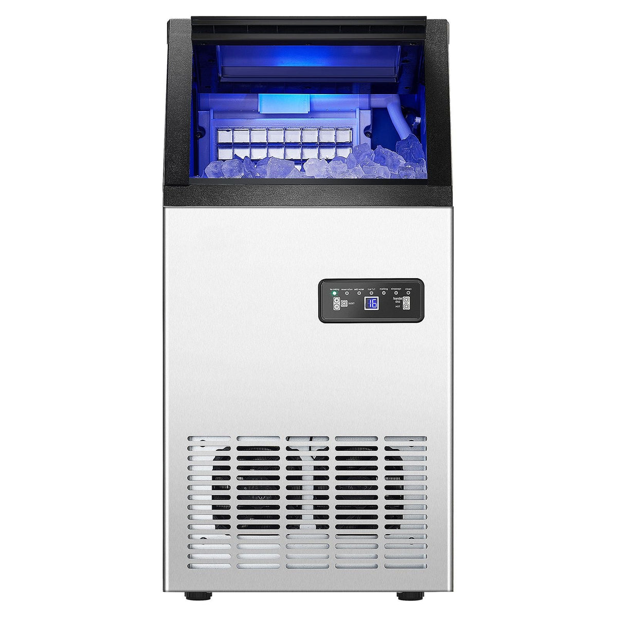 100lbs/24H Commercial Ice Maker, 36 Ice Cubes in 15 Minutes, Freestanding Ice Maker Machine with 28lbs Large Storage Capacity for Bar Office Restaurant, with LED Digital Display & Self-Cleaning