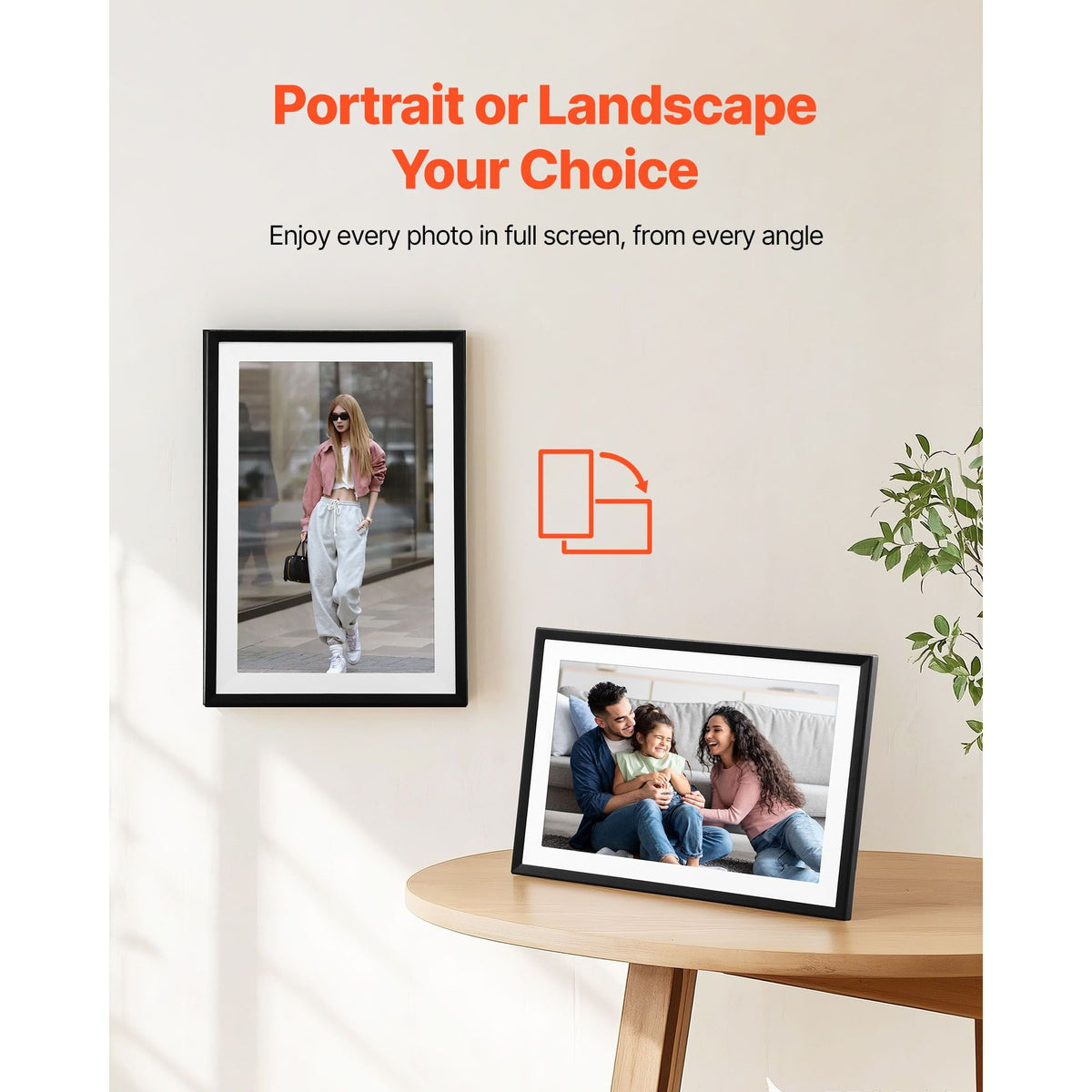 10.1 Inch Digital Picture Frames (2-PK), 1280x800 HD IPS Touch Screen Electronic Photo Frame, 32GB Memory, Auto-Rotate Portrait or Landscape, Share Moments Instantly via App, for Parents Friends
