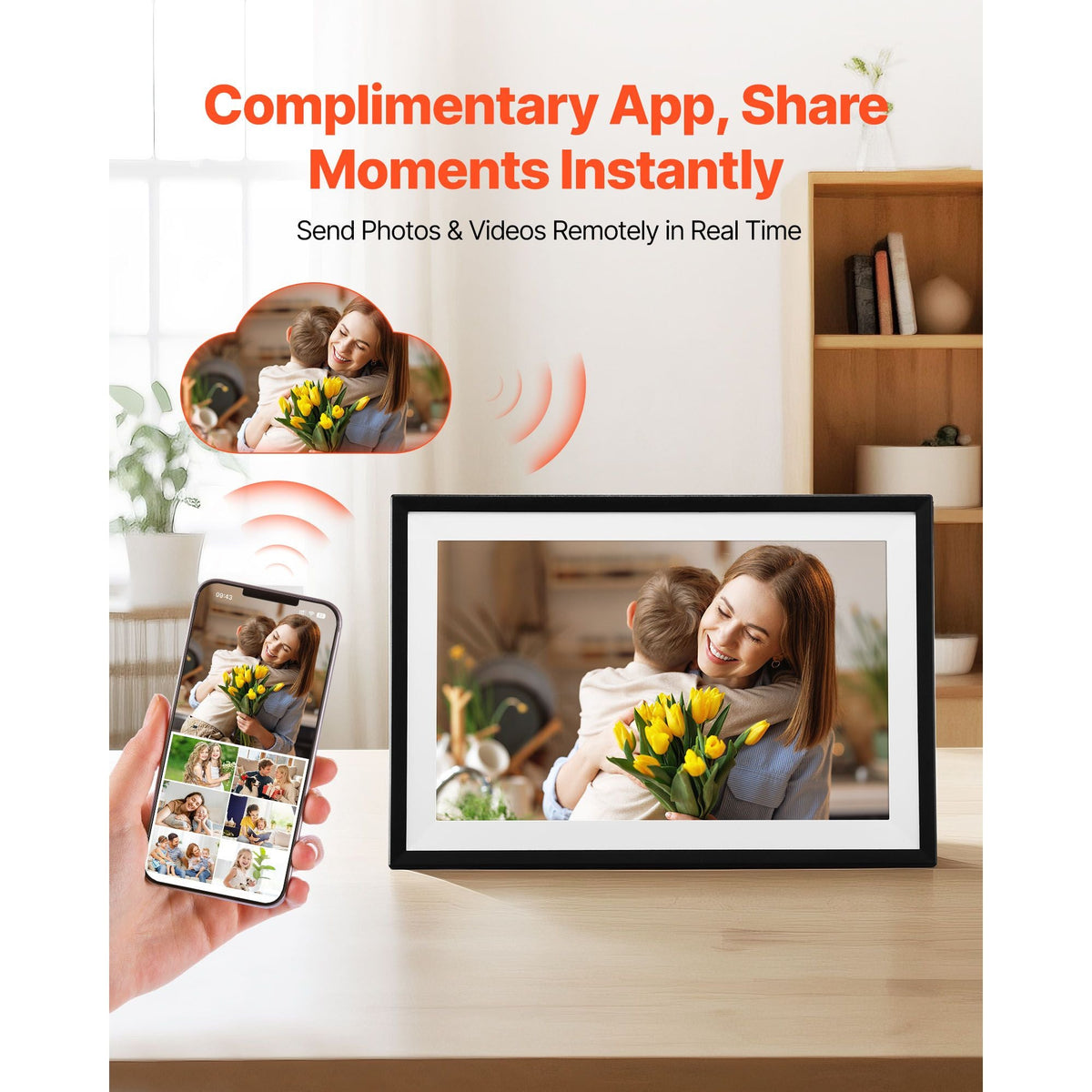 10.1 Inch Digital Picture Frames (2-PK), 1280x800 HD IPS Touch Screen Electronic Photo Frame, 32GB Memory, Auto-Rotate Portrait or Landscape, Share Moments Instantly via App, for Parents Friends