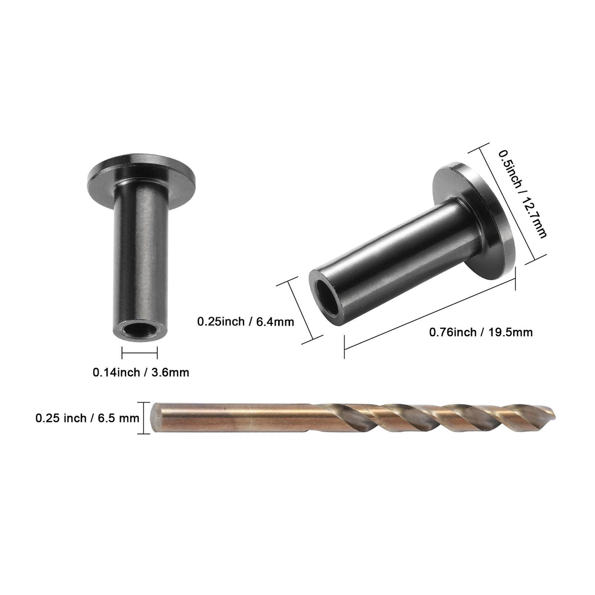 101 Pack T316 Stainless Steel Protector Sleeves for 1/8" Wire Rope Cable Railing, DIY Balustrade T316 Marine Grade, Come with A Free Drill Bit, Black