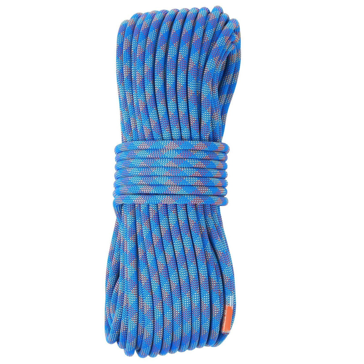 10.2mm Dynamic Climbing Rope, 50M(164ft) Outdoor Rock Climbing Rope 25KN Breaking Tension, Stretchable Fiber Rope with Steel Snap Hooks for Escape, Rappelling, Fire Rescue, Blue