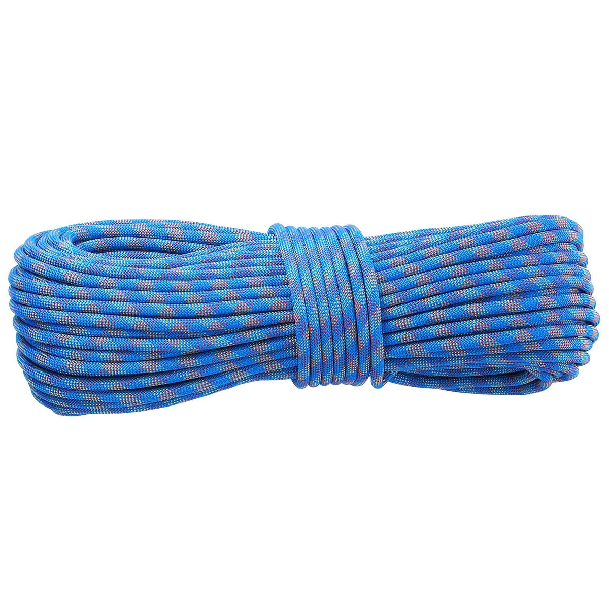 10.2mm Dynamic Climbing Rope, 60M(197ft) Outdoor Rock Climbing Rope 25KN Breaking Tension, Stretchable Fiber Rope with Steel Snap Hooks for Escape, Rappelling, Fire Rescue, Blue