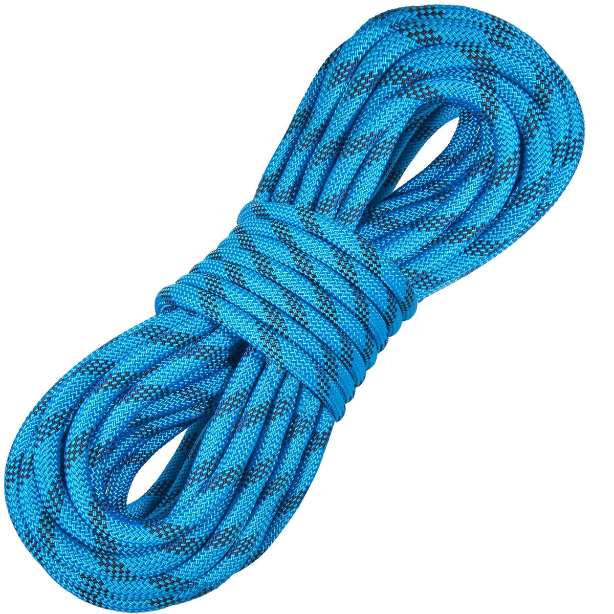 10.5 mm Static Climbing Rope, 9.7M(32ft) Outdoor Rock Climbing Rope 25KN Breaking Tension, Fiber Rope with Steel Snap Hooks for Escape, Rappelling, Fire Rescue, Blue