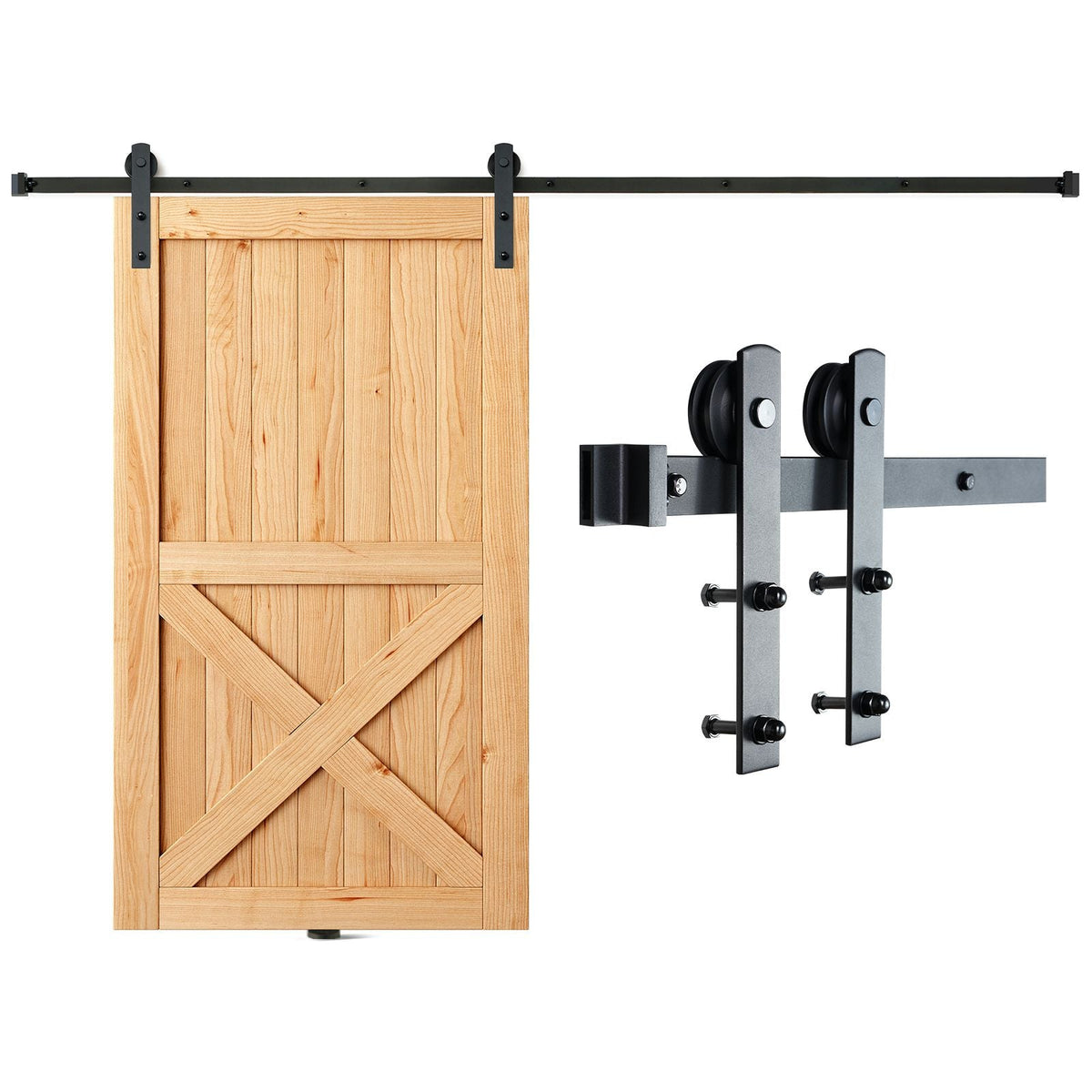 10FT Sliding Barn Door Hardware Kit, 330LBS Loading Heavy Duty Barn Door Track Kit for Single Door, Fit 4.6-5.2FT Wide and 1.3"-1.8" Thick Door Panel, with Smooth & Silent Pulley (I Shape)