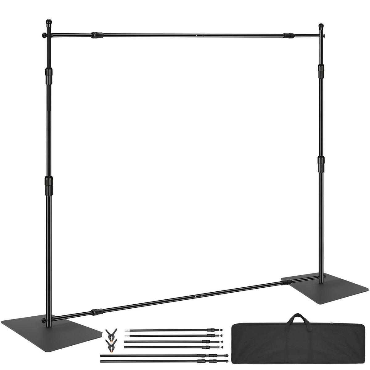 10ft x 10ft Pipe and Drape Kit, Heavy Duty Backdrop Stand with Carbon Steel Base, Adjustable Backdrop Support with 6 Clamps and A Carry Bag for Wedding, Party, Event, Photography, and Exhibition