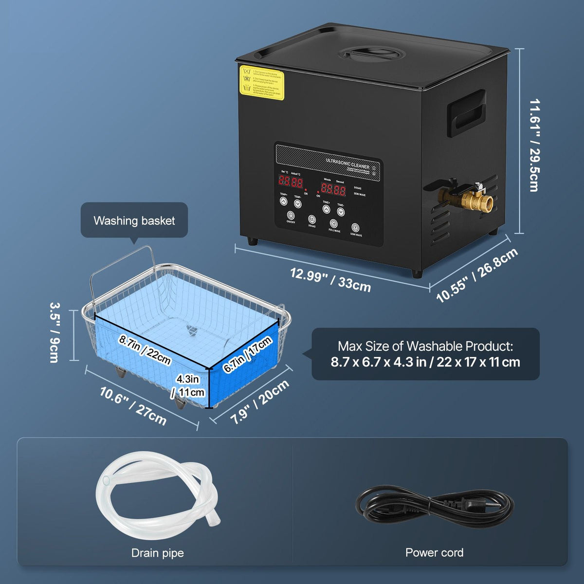 10L Ultra Sonic Cleaner, 240W Digital Ultrasonic Cleaning Machine with Gentle Mode & Upgraded Degassing, 40kHz Industrial Ultrasound Cleaner with Heater & Timer for Retainer, Jewelry, Tools