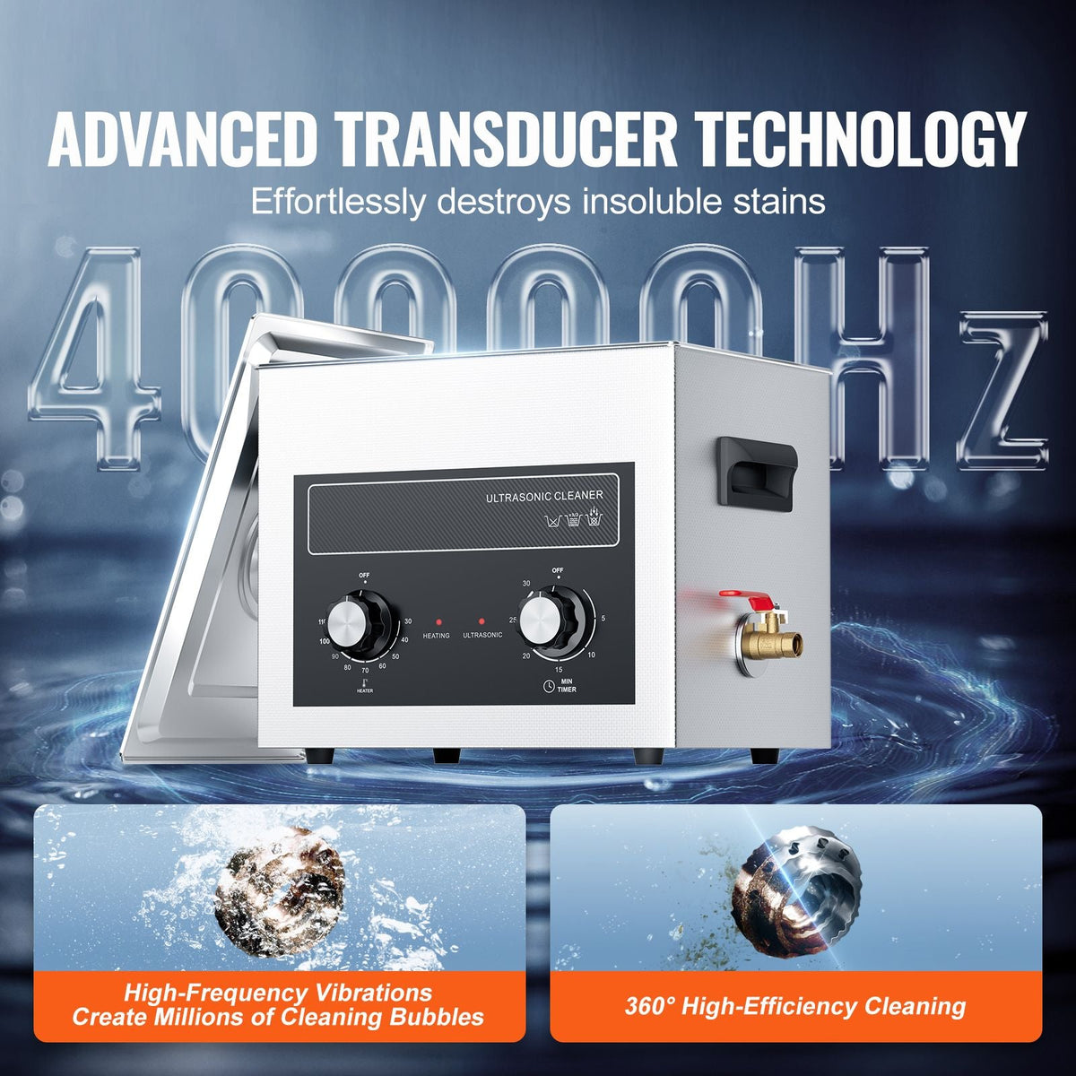 10L Ultrasonic Cleaner with Heater Timer & Basket, Professional Digital Sonic Cavitation Machine, 240W Cleaning Machine for Lab Tools, Metal Parts, Carburetor, Brass, Auto Parts, Engine Parts