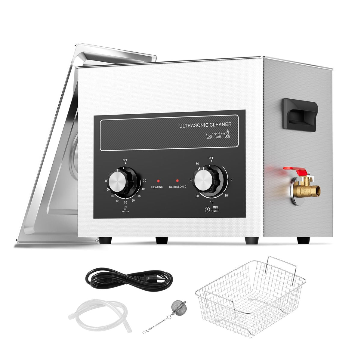 10L Ultrasonic Cleaner with Heater Timer & Basket, Professional Digital Sonic Cavitation Machine, 240W Cleaning Machine for Lab Tools, Metal Parts, Carburetor, Brass, Auto Parts, Engine Parts