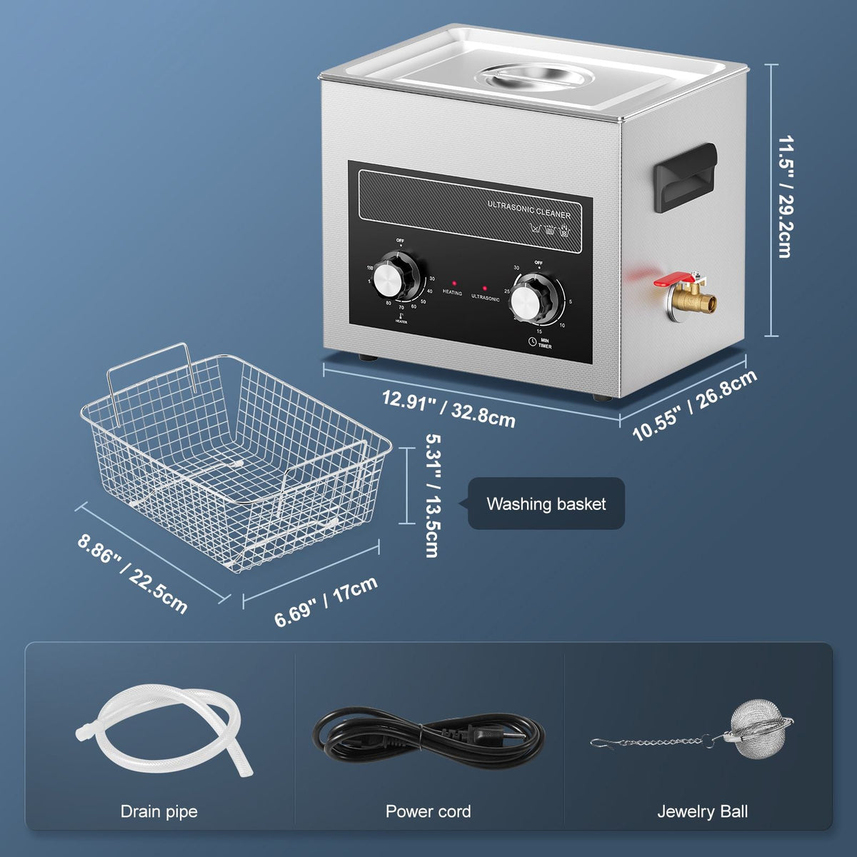 10L Ultrasonic Cleaner with Heater Timer & Basket, Professional Digital Sonic Cavitation Machine, 240W Cleaning Machine for Lab Tools, Metal Parts, Carburetor, Brass, Auto Parts, Engine Parts