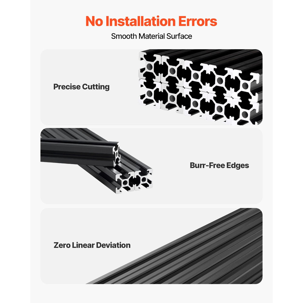 10PCS 2020 Aluminum Extrusion Profile, 23.62 Inch 600 mm, T Slot European Standard Anodized Linear Rail, High-Strength Extruded Aluminum Rail, for 3D Printer Parts and CNC DIY Workbench, Black