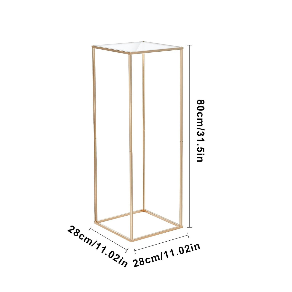 10PCS 31.5inch High Wedding Flower Stand, With Acrylic Laminate,Metal Vase Column Geometric Centerpiece Stands, Gold Rectangular Floral Display Rack for Events Reception, Party Decoration