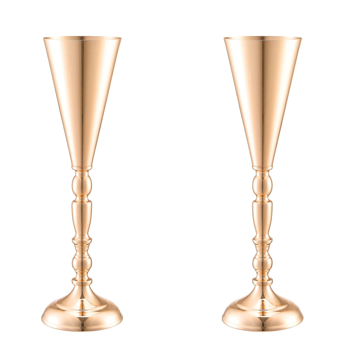 10PCS 43cm/16.9' Tall Wedding Flower Vase, Metal Wedding Trumpet Centerpiece, Gold Floral Stand Display Rack for Tables Wedding Dinner Party, Anniversary Ceremony Birthday Event Decor