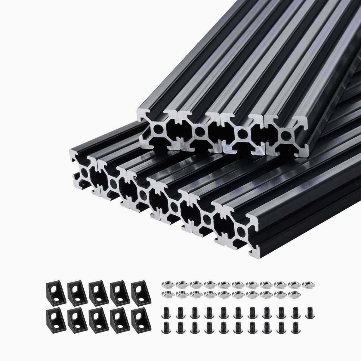10PCS 47.2in (1200mm)T Slot 2020 Aluminum Extrusion Profile, European Standard Anodized Linear Rail, High-Strength Extruded Aluminum Rail for 3D Printer, CNC Machine DIY, Laser Engraving, Black