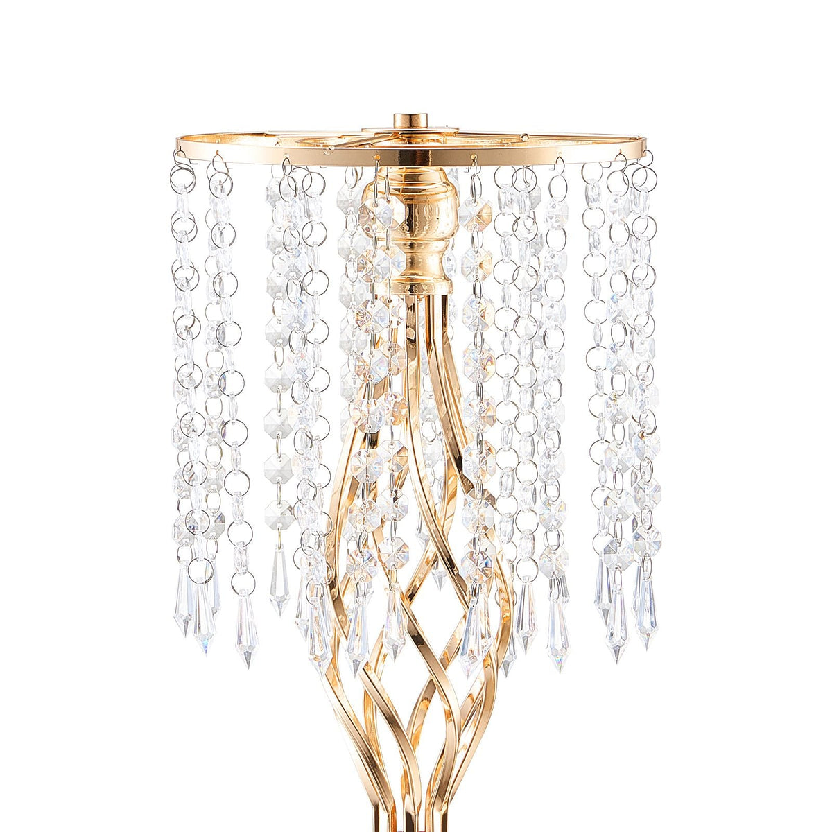 10PCS 55cm/21.65' Tall Crystal Wedding Flower Stand, Metal Wedding Centerpiece Vase, Gold Flower Holders Floral Display Rack for Tables Wedding Dinner Party, Ceremony Birthday Event Decor