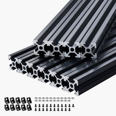 10PCS 78.7in (2000mm) T Slot 2020 Aluminum Extrusion Profile, European Standard Anodized Linear Rail, High-Strength Extruded Aluminum Rail for 3D Printer, CNC Machine DIY, Laser Engraving, Black