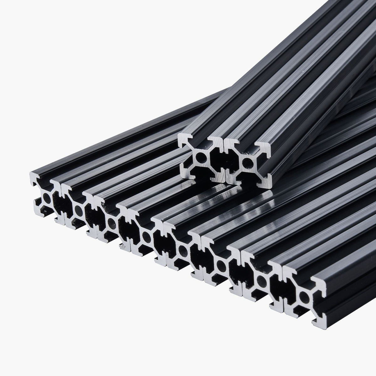 10PCS 78.7in (2000mm) T Slot 2020 Aluminum Extrusion Profile, European Standard Anodized Linear Rail, High-Strength Extruded Aluminum Rail for 3D Printer, CNC Machine DIY, Laser Engraving, Black