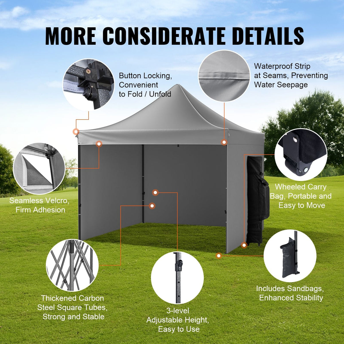 10x10 FT Pop up Canopy with Removable Sidewalls, Instant Canopies Portable Gazebo & Wheeled Bag, UV Resistant Waterproof, Enclosed Canopy Tent for Outdoor Events, Patio, Backyard, Party, Camping