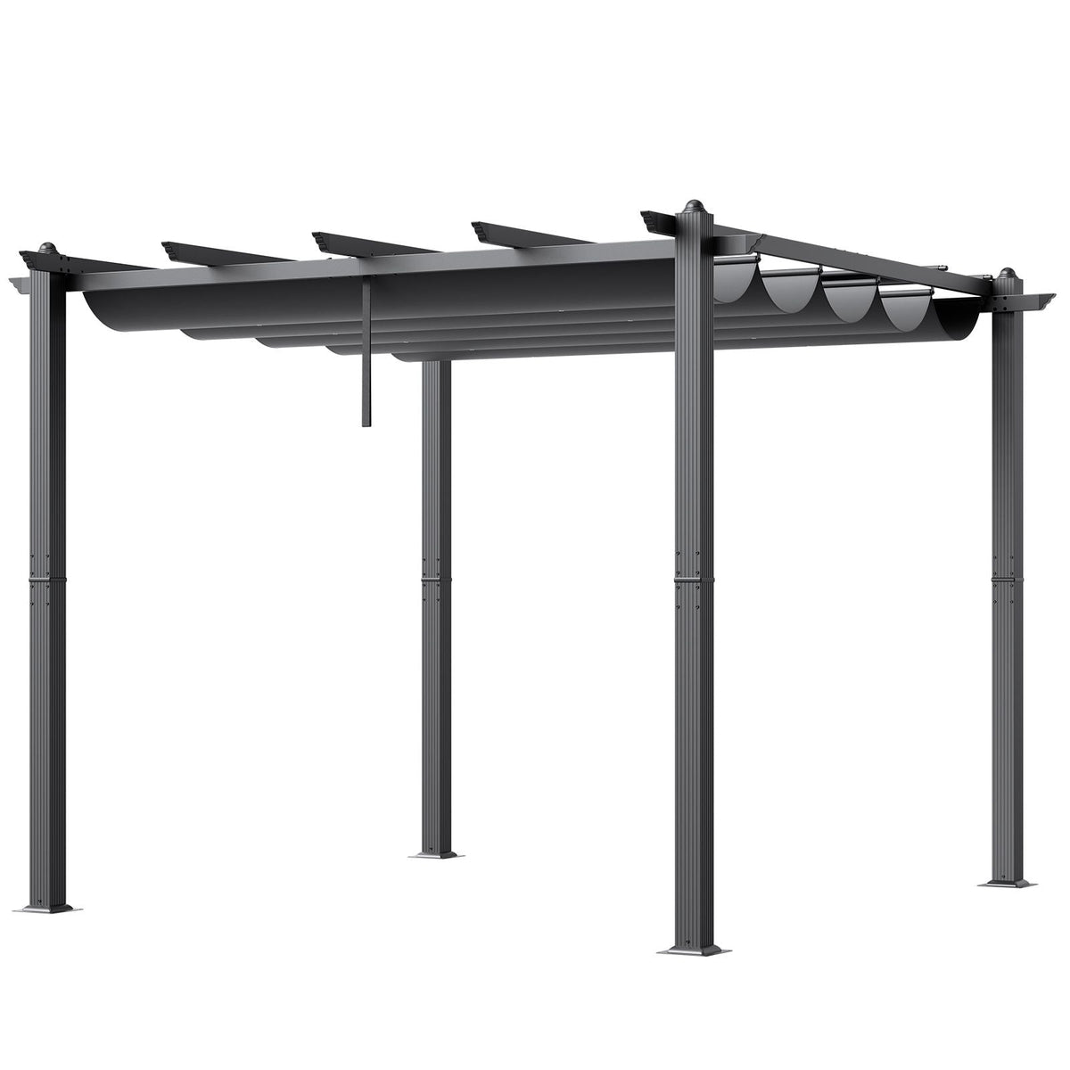10'x10' Outdoor Retractable Pergola with Canopy, Aluminum Pergola with Retractable Canopy, Modern Pergola with Sun Shade Canopy for Patios, Gardens, Decks, Backyards (Gray)