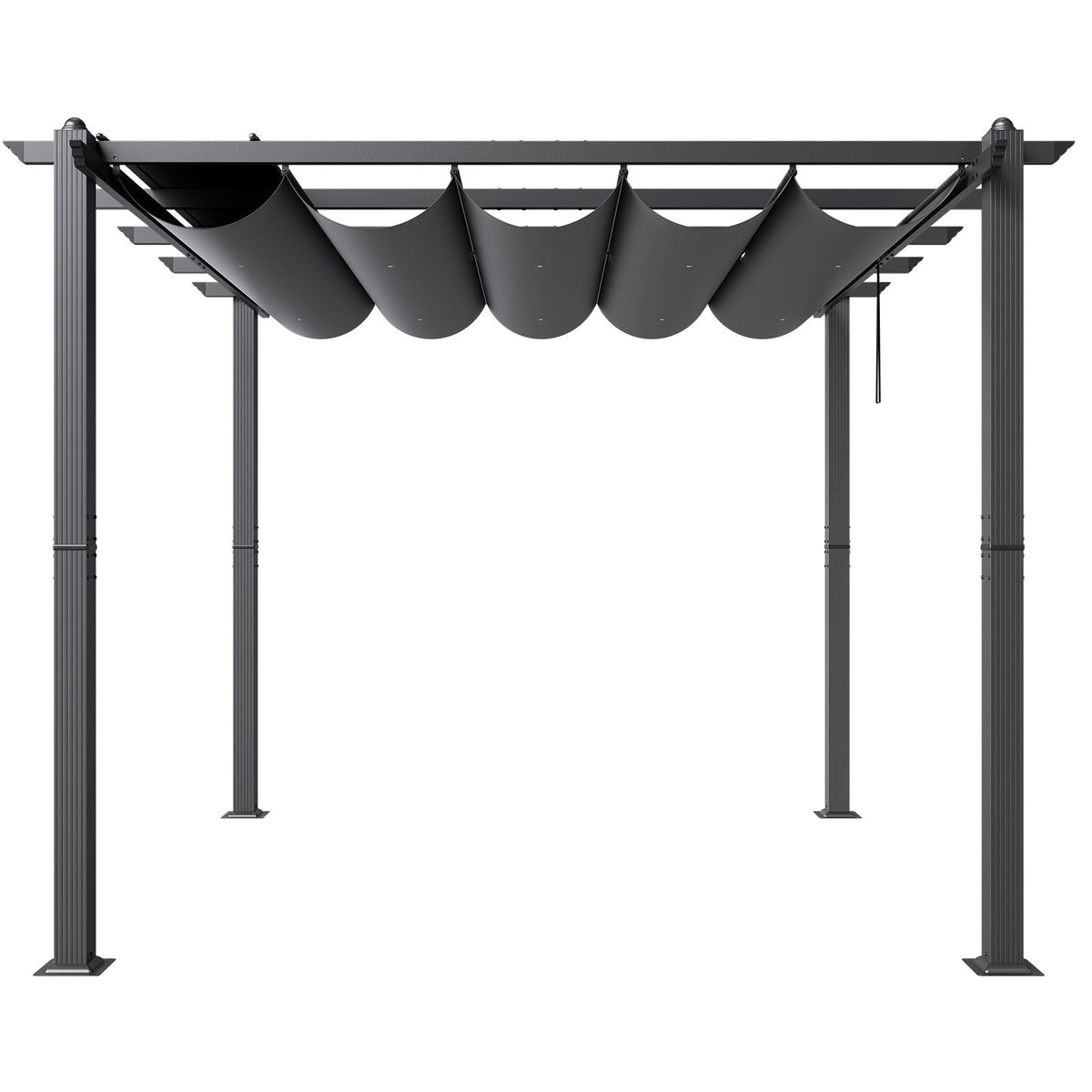 10'x10' Outdoor Retractable Pergola with Canopy, Aluminum Pergola with Retractable Canopy, Modern Pergola with Sun Shade Canopy for Patios, Gardens, Decks, Backyards (Gray)