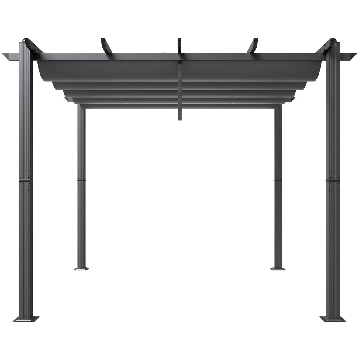 10'x10' Outdoor Retractable Pergola with Canopy, Aluminum Pergola with Retractable Canopy, Modern Pergola with Sun Shade Canopy for Patios, Gardens, Decks, Backyards (Gray)