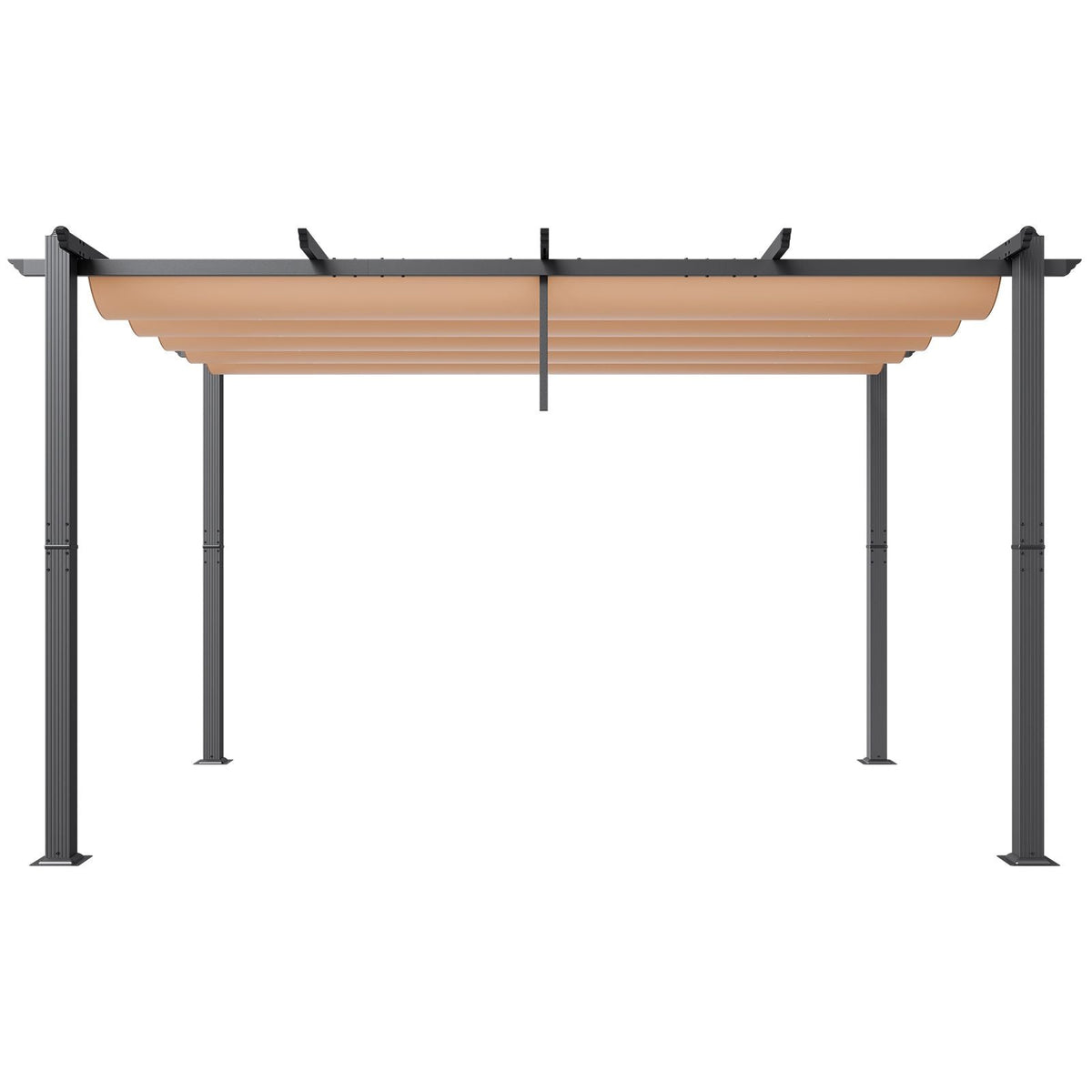 10'x13' Outdoor Retractable Pergola with Canopy, Aluminum Pergola with Retractable Canopy, Modern Pergola with Sun Shade Canopy for Patios, Gardens, Decks, Backyards (Beige)