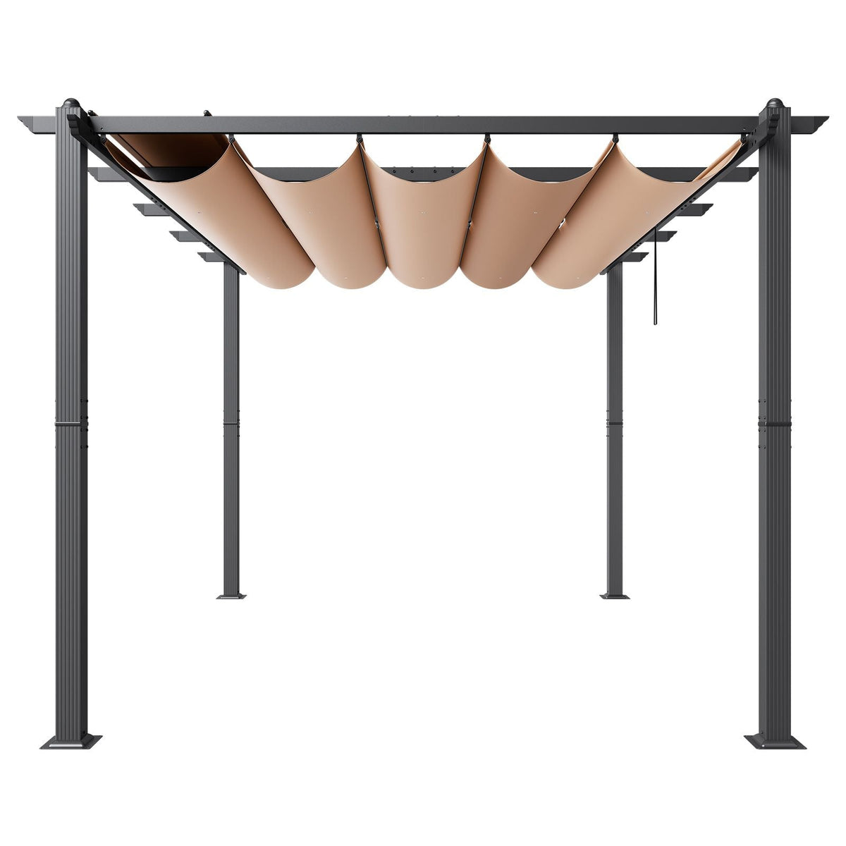 10'x13' Outdoor Retractable Pergola with Canopy, Aluminum Pergola with Retractable Canopy, Modern Pergola with Sun Shade Canopy for Patios, Gardens, Decks, Backyards (Beige)