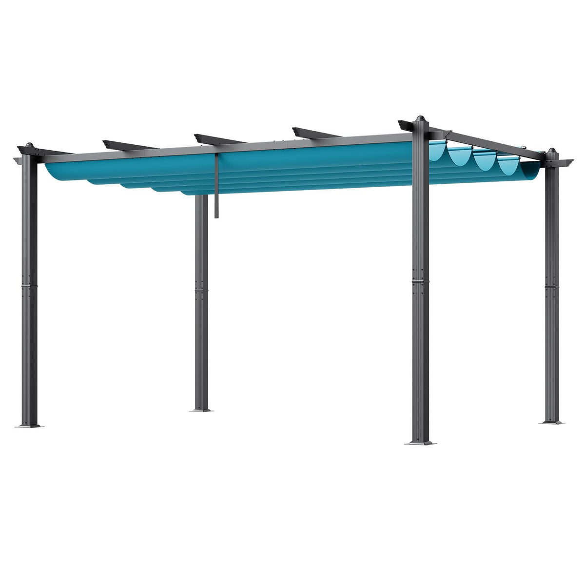 10'x13' Outdoor Retractable Pergola with Canopy, Aluminum Pergola with Retractable Canopy, Modern Pergola with Sun Shade Canopy for Patios, Gardens, Decks, Backyards (Bule)