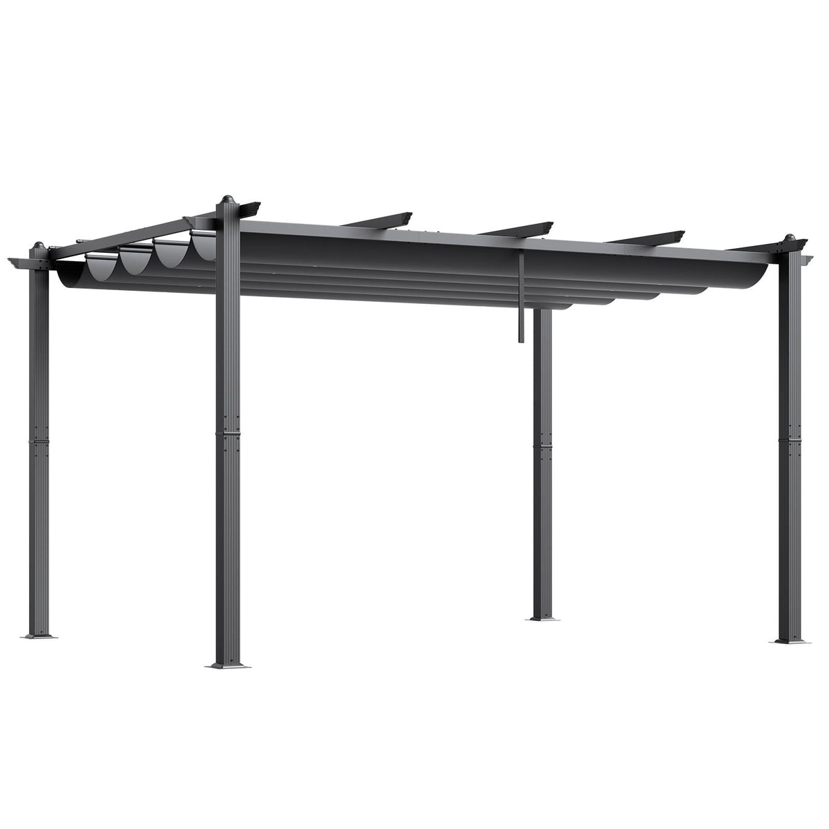 10'x13' Outdoor Retractable Pergola with Canopy, Aluminum Pergola with Retractable Canopy, Modern Pergola with Sun Shade Canopy for Patios, Gardens, Decks, Backyards (Gray)