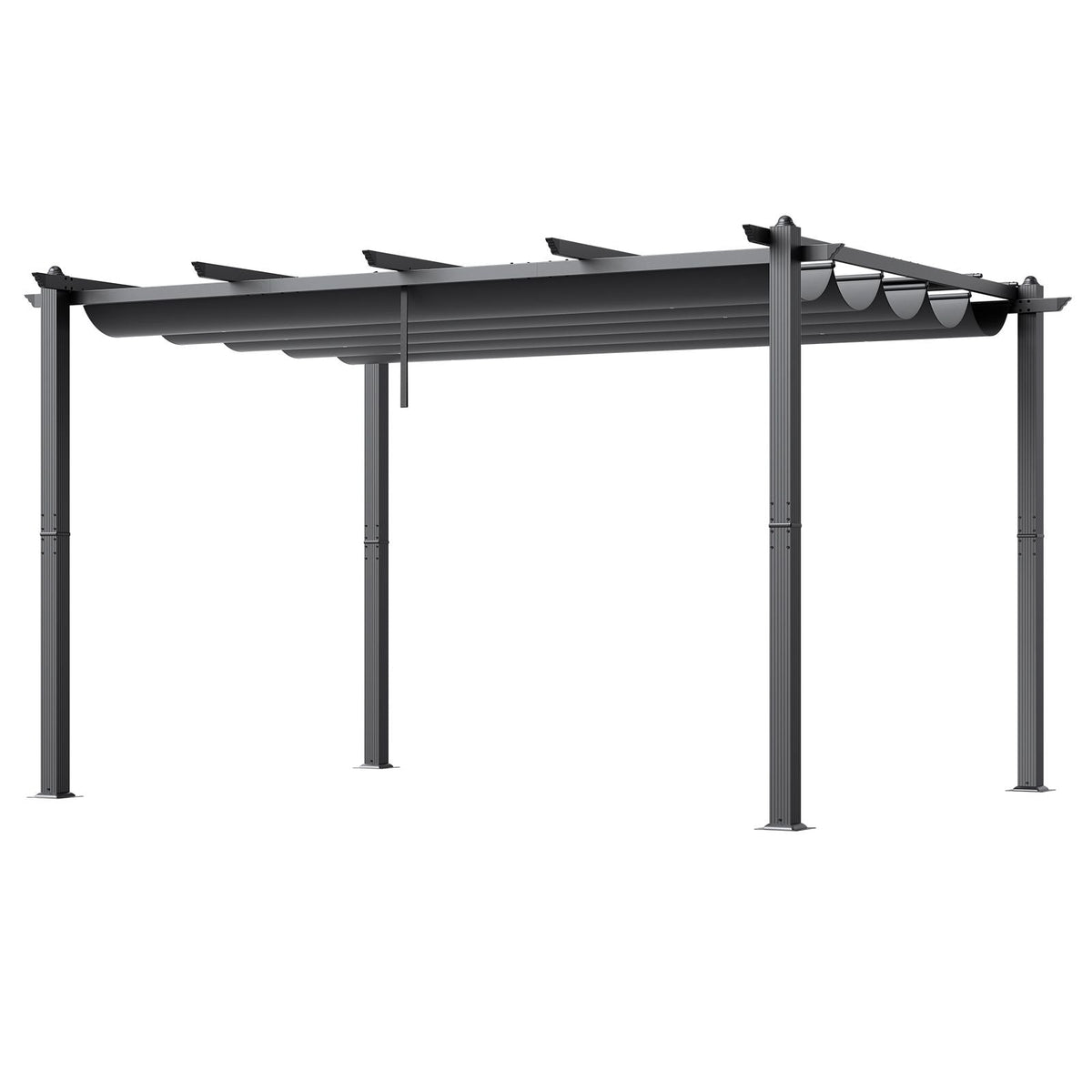 10'x13' Outdoor Retractable Pergola with Canopy, Aluminum Pergola with Retractable Canopy, Modern Pergola with Sun Shade Canopy for Patios, Gardens, Decks, Backyards (Gray)
