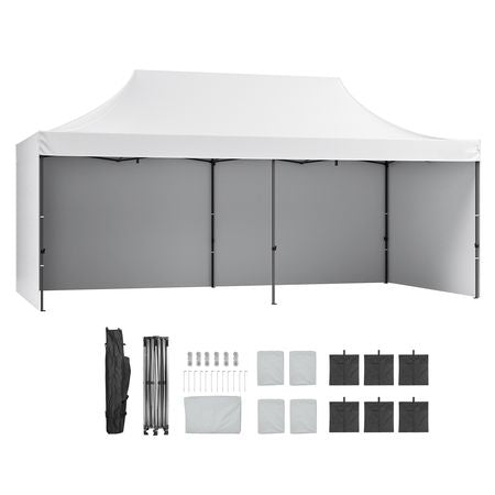 10x20 FT Pop up Canopy with Removable Sidewalls, Instant Canopies Portable Gazebo & Wheeled Bag, UV Resistant Waterproof, Enclosed Canopy Tent for Outdoor Events, Patio, Backyard, Party, Parking