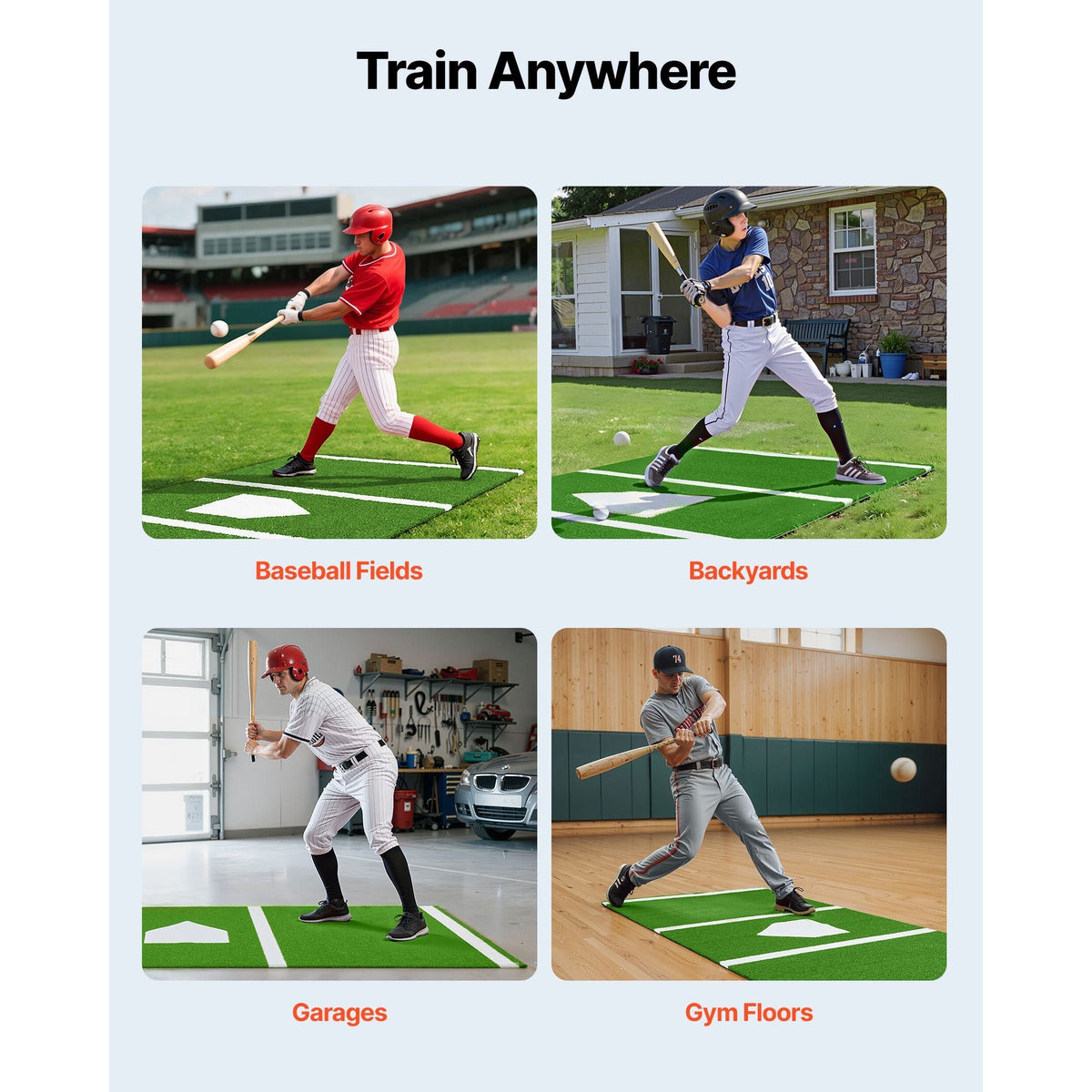 10x3.8 ft Baseball Softball Hitting Batting Mat, Indoor/Outdoor Anti-Slip Anti-Fade Softball Mat, Lined & Foam Backing Training Aid with Tightening Rope, Portable Practice Mats, Green