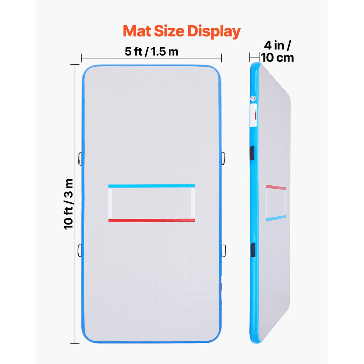 10x5 ft Wrestling Mat Inflatable, Martial Arts Thick Mat for Outdoor Indoor Home Gym Exercise, PVC Foldable Training Mats with 600W Air Pump, for Gymnastics Tatami Jiu Jitsu BJJ MMA Judo, Gray