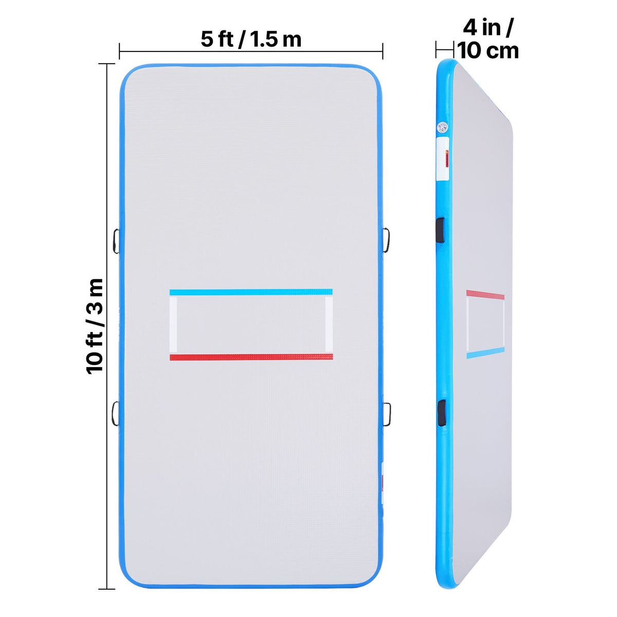 10x5 ft Wrestling Mat Inflatable, Martial Arts Thick Mat for Outdoor Indoor Home Gym Exercise, PVC Foldable Training Mats with 600W Air Pump, for Gymnastics Tatami Jiu Jitsu BJJ MMA Judo, Gray
