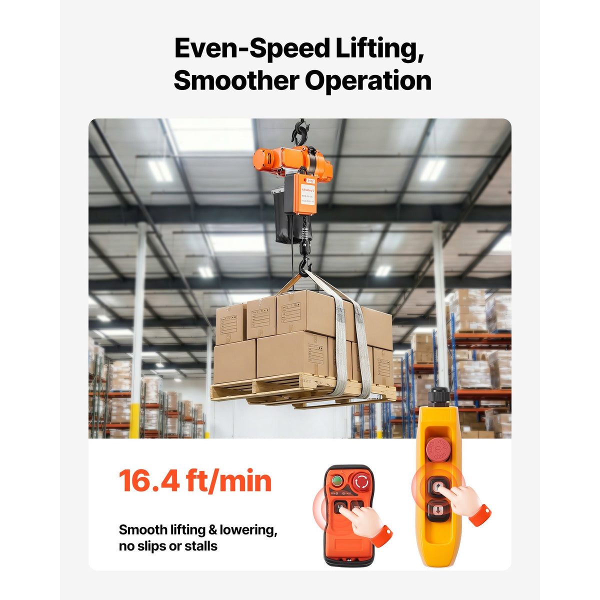 1100 lbs Electric Chain Hoist, 20 ft Lifting Height, 120V Single Phase Overhead Crane with 328 ft Wireless & 15 ft Wired Remote Control, Power Electric Hoist for Factories, Warehouses, Garages