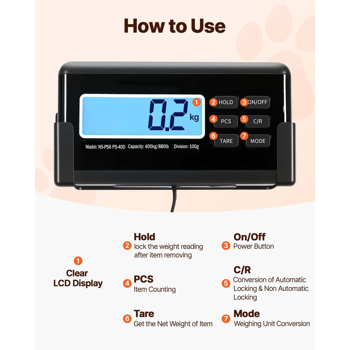 1100Lbs x 0.2Lbs Digital Livestock Scale Large Pet Vet Scale Stainless Steel Platform Electronic Postal Shipping Scale Heavy Duty Large Dog Hog Sheep Goat Pig Sheep Scale