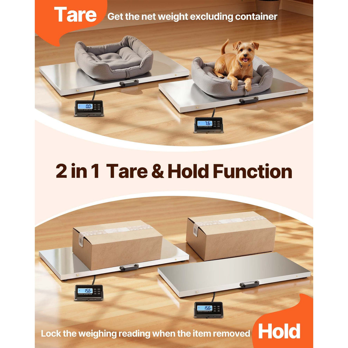 1100Lbs x 0.2Lbs Digital Livestock Scale Large Pet Vet Scale Stainless Steel Platform Electronic Postal Shipping Scale Heavy Duty Large Dog Hog Sheep Goat Pig Sheep Scale