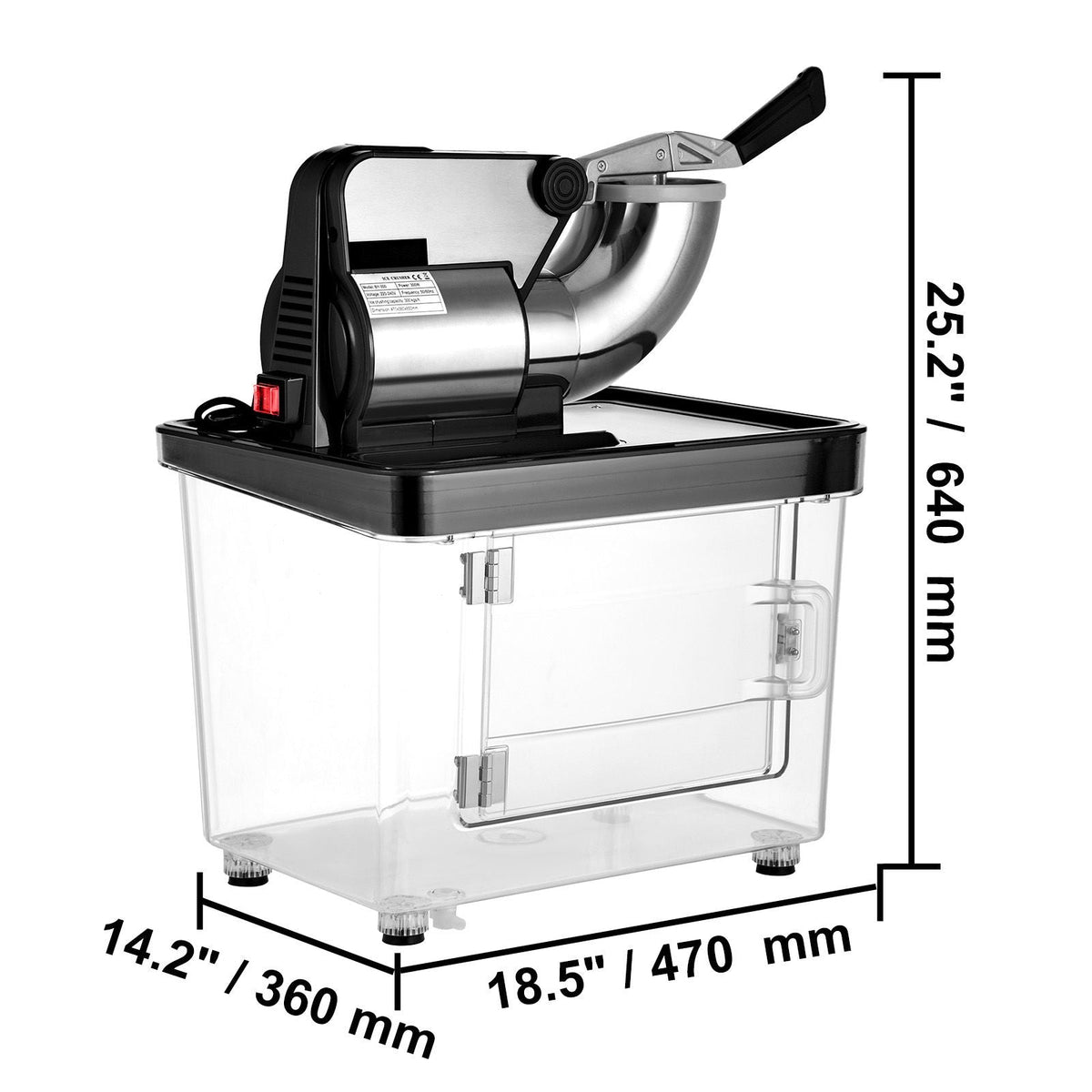 110V Commercial Ice Crusher 440LBS/H, ETL Approved 300W Electric Snow Cone Machine with Dual Blades, Stainless Steel Shaved Ice Machine with Safety On/Off Switch for Family, Restaurants, Bars