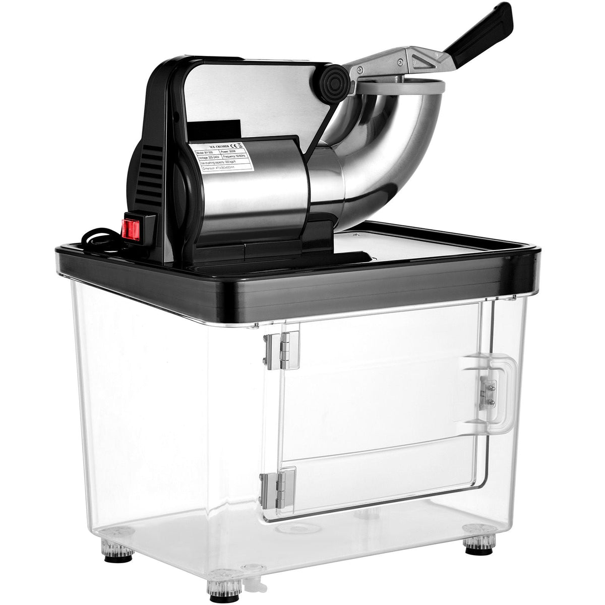 110V Commercial Ice Crusher 440LBS/H, ETL Approved 300W Electric Snow Cone Machine with Dual Blades, Stainless Steel Shaved Ice Machine with Safety On/Off Switch for Family, Restaurants, Bars
