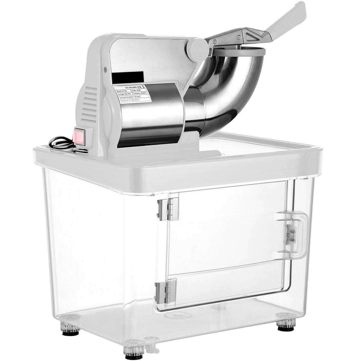 110V Commercial Ice Crusher 440LBS/H, ETL Approved 300W Electric Snow Cone Machine with Dual Blades, Stainless Steel Shaved Ice Machine with Safety On/Off Switch for Family, Restaurants, Bars